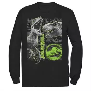 Мужская камуфляжная футболка Jurassic World Two Raptor T-Rex с царапинами Licensed Character