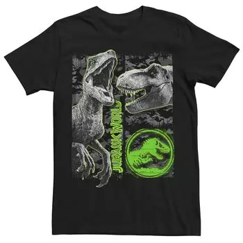 Мужская камуфляжная футболка Jurassic World Two Raptor T-Rex с царапинами Licensed Character