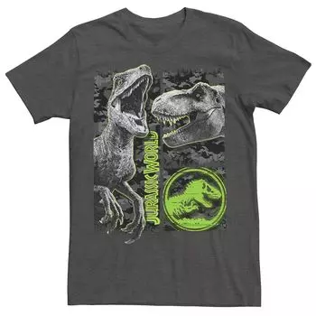 Мужская камуфляжная футболка Jurassic World Two Raptor T-Rex с царапинами Licensed Character