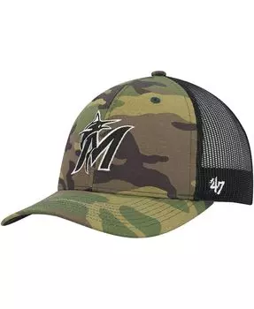 Мужская камуфляжная кепка Miami Marlins Trucker Snapback '47 Brand