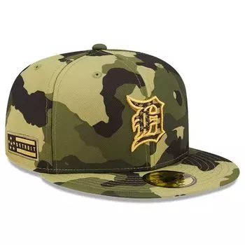 Мужская камуфляжная кепка New Era Detroit Tigers ко Дню вооруженных сил 2022 года 59FIFTY, облегающая кепка