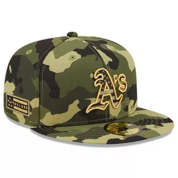 Мужская камуфляжная кепка New Era Oakland Athletics ко Дню вооруженных сил 2022, полевая 59FIFTY, облегающая кепка