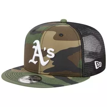 Мужская камуфляжная кепка New Era Oakland Athletics Woodland Camo Trucker 9FIFTY Snapback