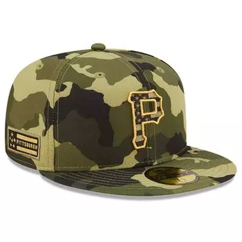 Мужская камуфляжная кепка New Era Pittsburgh Pirates 2022 Armed Forces Day On Field 59FIFTY, облегающая кепка