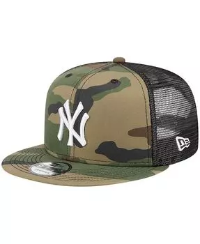 Мужская камуфляжная кепка Snapback New York Yankees Woodland Camo Trucker 9FIFTY New Era
