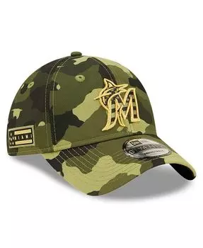 Мужская камуфляжная регулируемая кепка Miami Marlins 2022 Armed Forces Day 9Twenty New Era