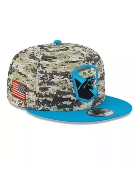 Мужская камуфляжная, синяя кепка Carolina Panthers 2023 Salute To Service 9FIFTY Snapback New Era, зеленый