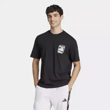 Мужская камуфляжная тканая футболка Adidas с графическим рисунком, чёрный
