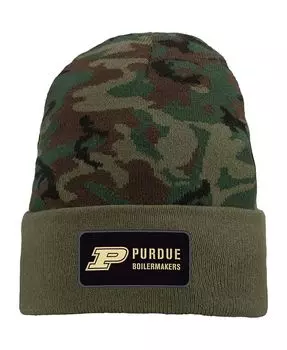 Мужская камуфляжная вязаная шапка Purdue Boilermakers в военном стиле с манжетами Nike, зеленый