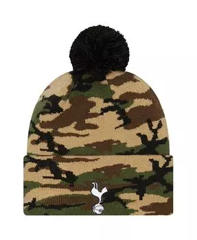 Мужская камуфляжная вязаная шапка Tottenham Hotspur с манжетами и помпоном New Era