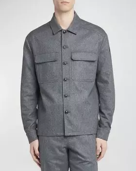 Мужская кашемировая рубашка на пуговицах с карманами Moncler, цвет Grey
