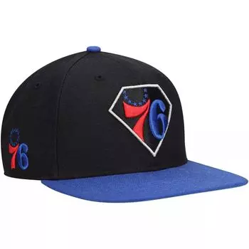 Мужская кепка '47 Black/Royal Philadelphia 76ers 75th Anniversary Carat Captain Snapback