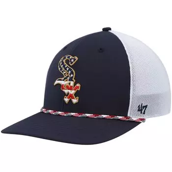 Мужская кепка '47 темно-синего/белого цвета Chicago White Sox с флагом Trucker Snapback