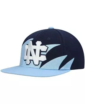 Мужская кепка Carolina Blue, Navy North Carolina Tar Heels Sharktooth Snapback Mitchell & Ness