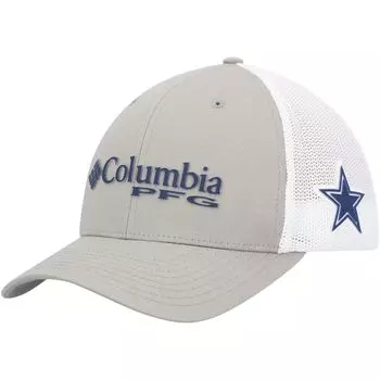 Мужская кепка Columbia Grey/White Dallas Cowboys PFG Ball Flex Hat