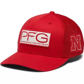 Мужская кепка Columbia Scarlet Nebraska Huskers PFG Hooks Flex Hat