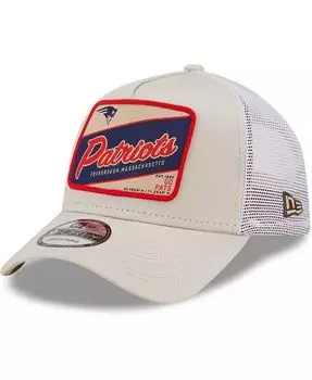 Мужская кепка цвета хаки, белая New England Patriots Happy Camper A-Frame Trucker 9FORTY Snapback New Era, коричневый