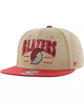 Мужская кепка цвета хаки/красного Portland Trail Blazers Chilmark Captain Snapback '47 Brand, коричневый