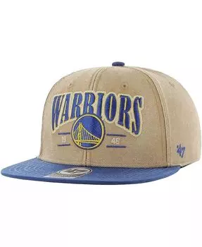 Мужская кепка цвета хаки Royal с потертостями Golden State Warriors Chilmark Captain Snapback '47 Brand, бежевый