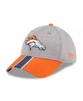 Мужская кепка Denver Broncos в полоску 39THIRTY Flex, серо-серая, оранжевая New Era, серый