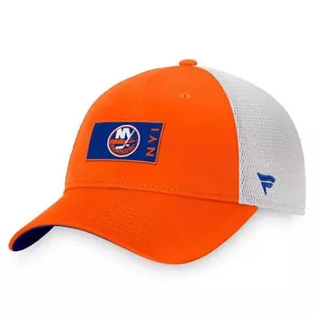 Мужская кепка Fanatics Branded оранжевого/серого цвета New York Islanders Authentic Pro Rink Trucker Snapback