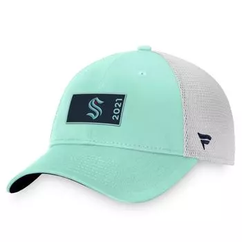 Мужская кепка Fanatics с фирменным логотипом, светло-синий/белый Seattle Kraken Authentic Pro Rink Trucker Snapback