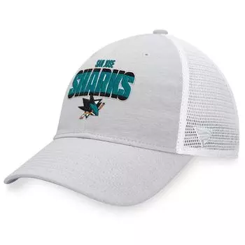 Мужская кепка Fanatics с логотипом Хизер серо-белая San Jose Sharks Team Trucker Snapback