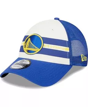 Мужская кепка Golden State Warriors Royal Stripes 9FORTY Trucker Snapback New Era, синий