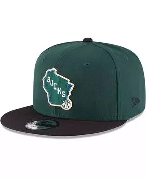 Мужская кепка Hunter Green, черная Milwaukee Bucks 2-Tone 9FIFTY с регулируемой кепкой Snapback New Era, зеленый