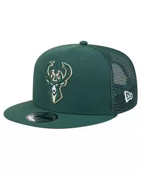 Мужская кепка Hunter Green Milwaukee Bucks Evergreen Meshback 9FIFTY Snapback New Era, зеленый
