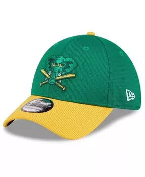 Мужская кепка Kelly Green Oakland Athletics 2024, тренировка 39THIRTY Flex Hat New Era, зеленый