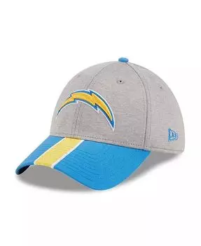 Мужская кепка Los Angeles Chargers в полоску 39THIRTY Flex Hat серо-серая, пудрово-синяя New Era, серый