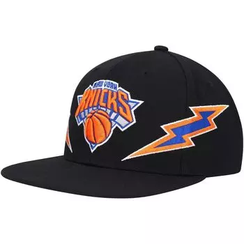 Мужская кепка Mitchell & Ness Black New York Knicks Hardwood Classics Soul Double Trouble Lightning Snapback Hat
