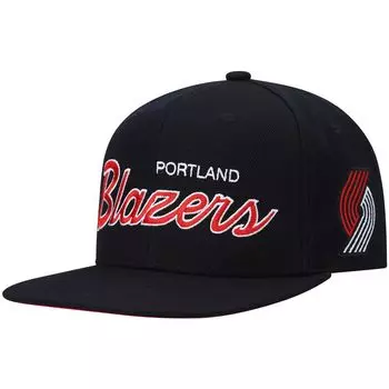 Мужская кепка Mitchell & Ness Black Portland Trail Blazers Hardwood Classics Script 2.0 Snapback