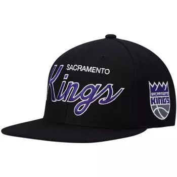 Мужская кепка Mitchell & Ness Black Sacramento Kings Hardwood Classics Script 2.0 Snapback