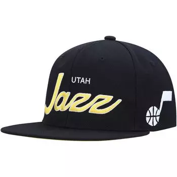 Мужская кепка Mitchell & Ness Black Utah Jazz Classics Script 2.0 Snapback
