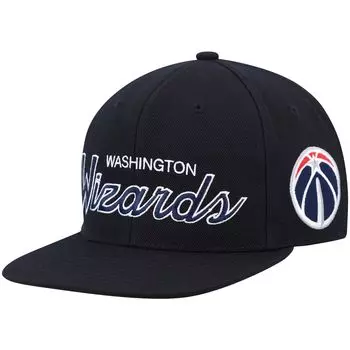 Мужская кепка Mitchell & Ness Black Washington Wizards Hardwood Classics Script 2.0 Snapback