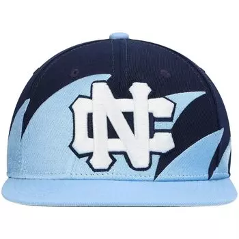 Мужская кепка Mitchell & Ness Carolina синего/темно-синего цвета North Carolina Tar Heels Sharktooth Snapback