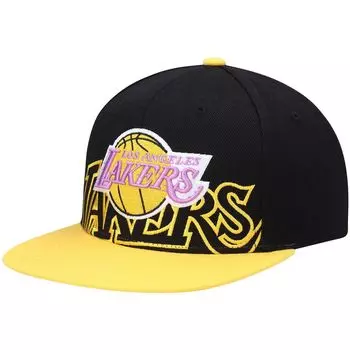 Мужская кепка Mitchell & Ness черного/золотого цвета Los Angeles Lakers из твердой древесины, классическая бейсболка Snapback с большим лицом и низким вырезом