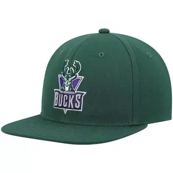 Мужская кепка Mitchell & Ness Green Milwaukee Bucks Hardwood Classics Team Ground 2.0 Snapback