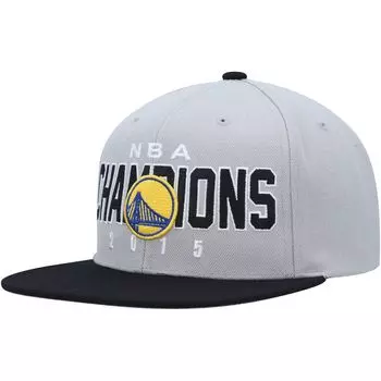 Мужская кепка Mitchell & Ness Grey/Black Golden State Warriors Hardwood Classics 2015 NBA Champions Snapback Hat