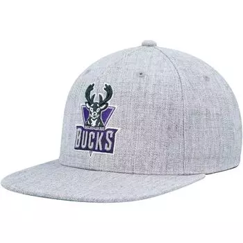 Мужская кепка Mitchell & Ness Heather Grey Milwaukee Bucks Hardwood Classics 2.0 Snapback
