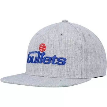 Мужская кепка Mitchell & Ness Heather Grey Washington Bullets Hardwood Classics 2.0 Snapback