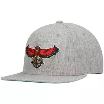 Мужская кепка Mitchell & Ness Heathered Grey Atlanta Hawks Hardwood Classics Team 2.0 Snapback