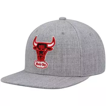 Мужская кепка Mitchell & Ness Heathered Grey Chicago Bulls Hardwood Classics Team 2.0 Snapback