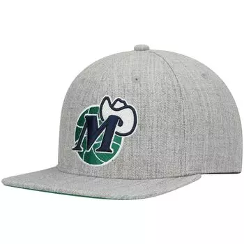 Мужская кепка Mitchell & Ness Heathered Grey Dallas Mavericks Hardwood Classics Team 2.0 Snapback