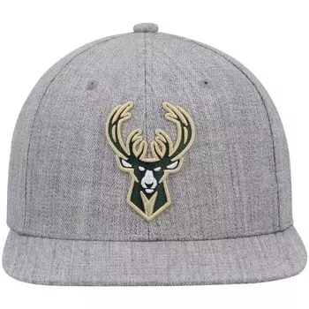 Мужская кепка Mitchell & Ness Heathered Grey Milwaukee Bucks 2.0 Snapback
