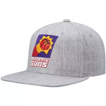 Мужская кепка Mitchell & Ness Heathered Grey Phoenix Suns Hardwood Classics Team 2.0 Snapback