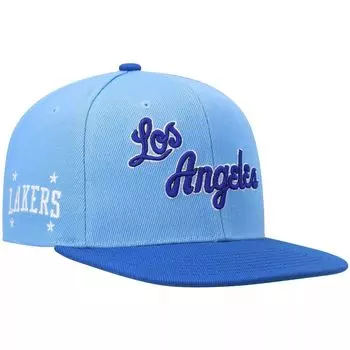 Мужская кепка Mitchell & Ness Powder Blue/Royal Los Angeles Lakers Hardwood Classics Core Side Snapback Hat