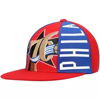 Мужская кепка Mitchell & Ness Red Philadelphia 76ers Hardwood Classics с большим лицом и логотипом Snapback